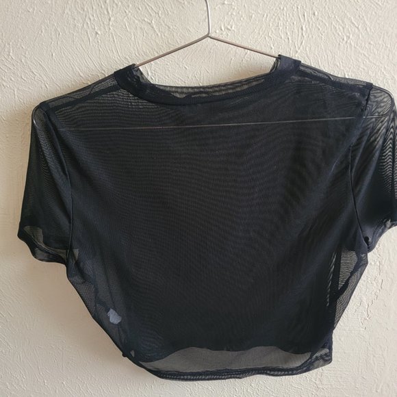 Large SHEIN Black Mesh Crop Top - Picture 2 of 4